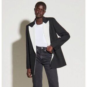 NWOT Sandro Contrasting Lapel Wool Blend Blazer Jacket